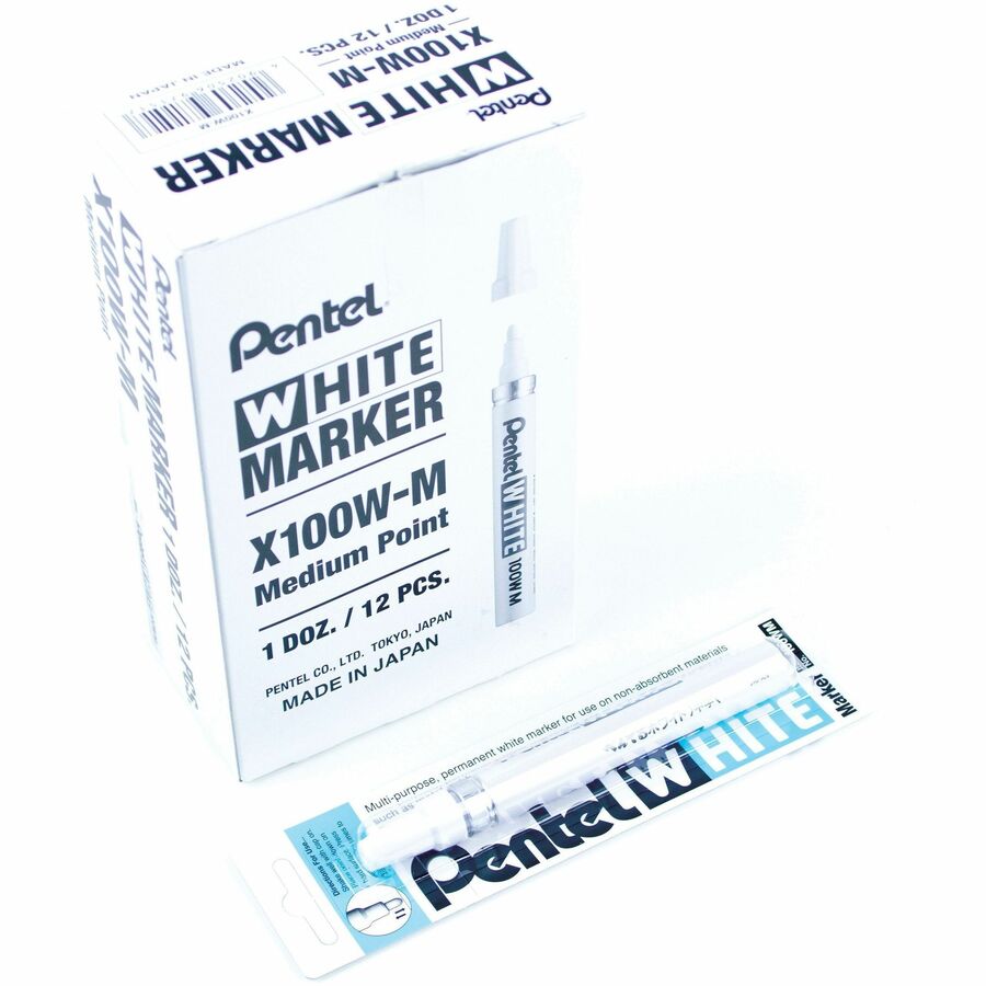 Pentel White Permanent Marker, Medium Point (3.9mm)