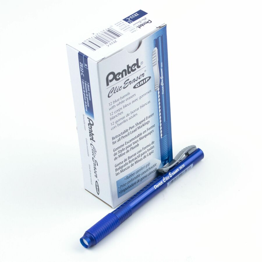 Pentel Clic Eraser Grip Retractable Eraser with Grip, Blue Barrel