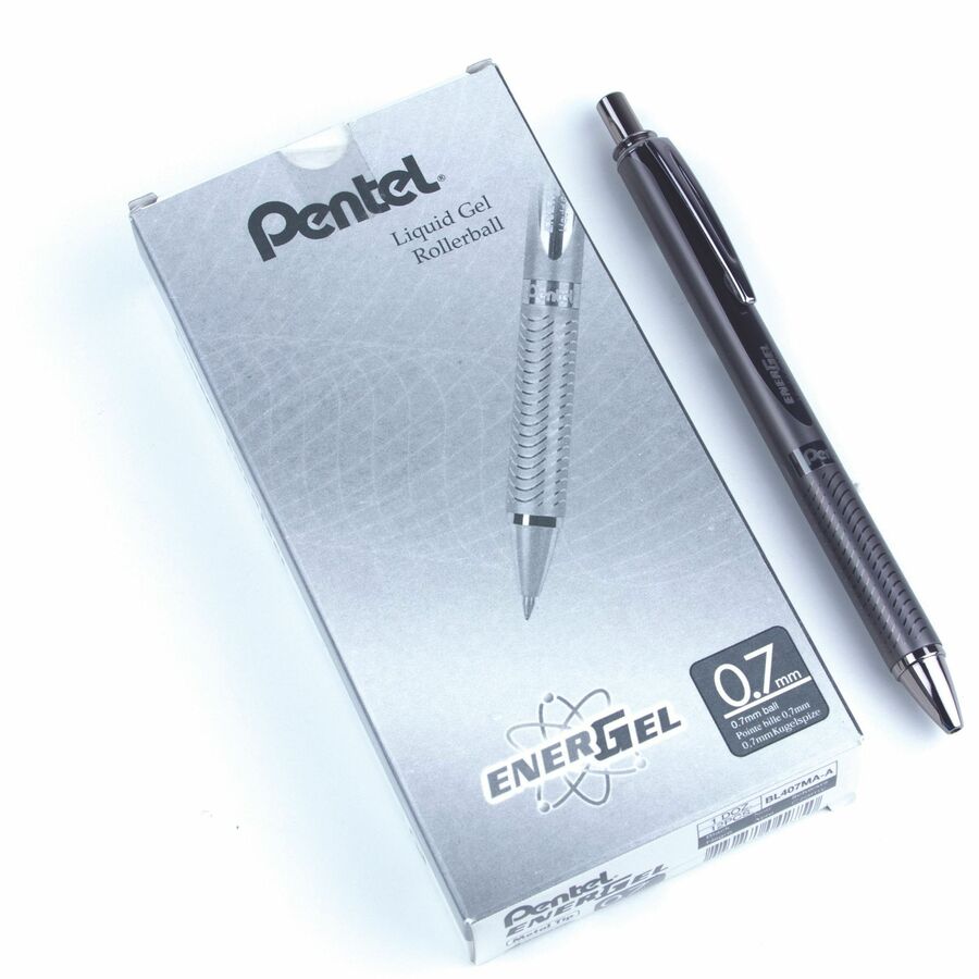 Pentel EnerGel Alloy Retractable Premium Liquid Gel Pen, (0.7mm) Brown Barrel, Black Ink