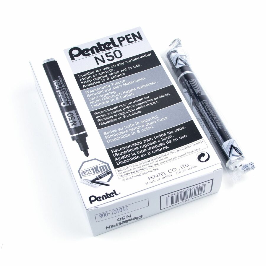 Pentel Pen Permanent Marker, Bullet Tip, Black Ink