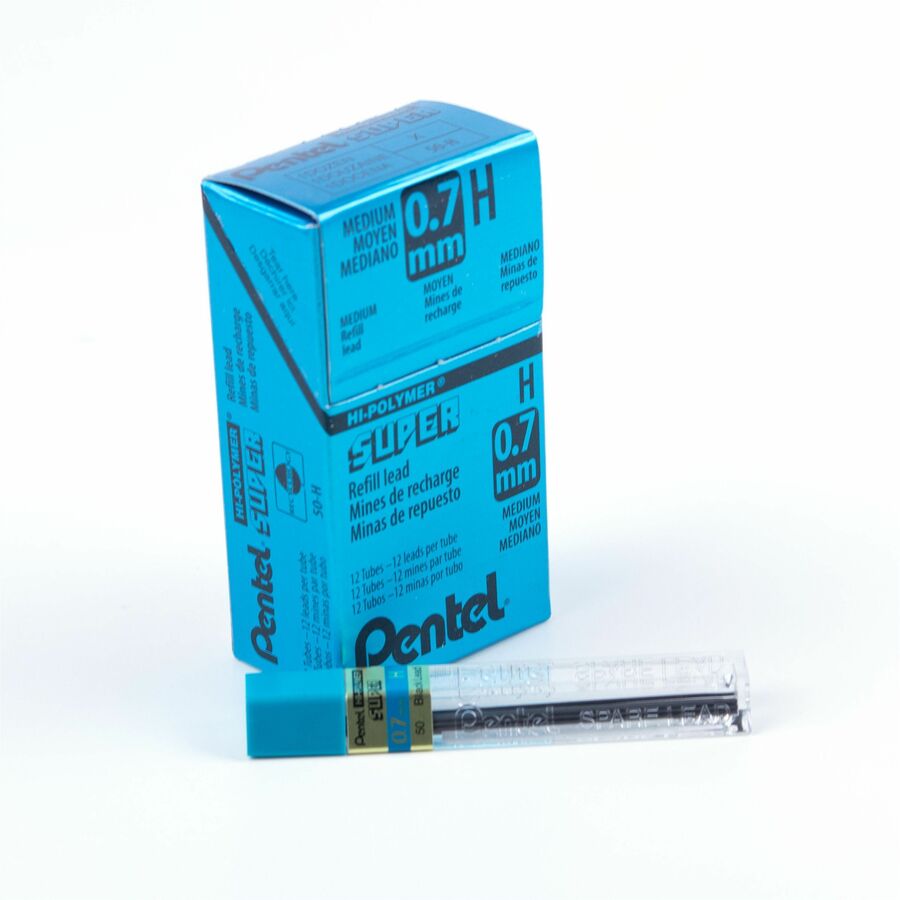 Pentel Super Hi-Polymer Lead Refill (0.7mm), H, 12 Leads per Tube