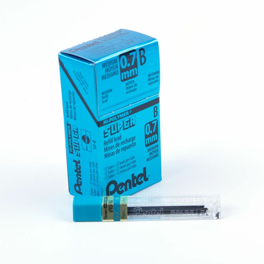 Pentel Super Hi-Polymer Mines de Recharge (0,7mm), B, 12 pcs/Tube