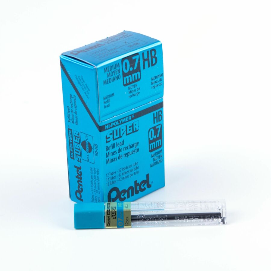 Pentel Super Hi-Polymer Lead Refill (0.7mm), HB, 12 Leads per Tube