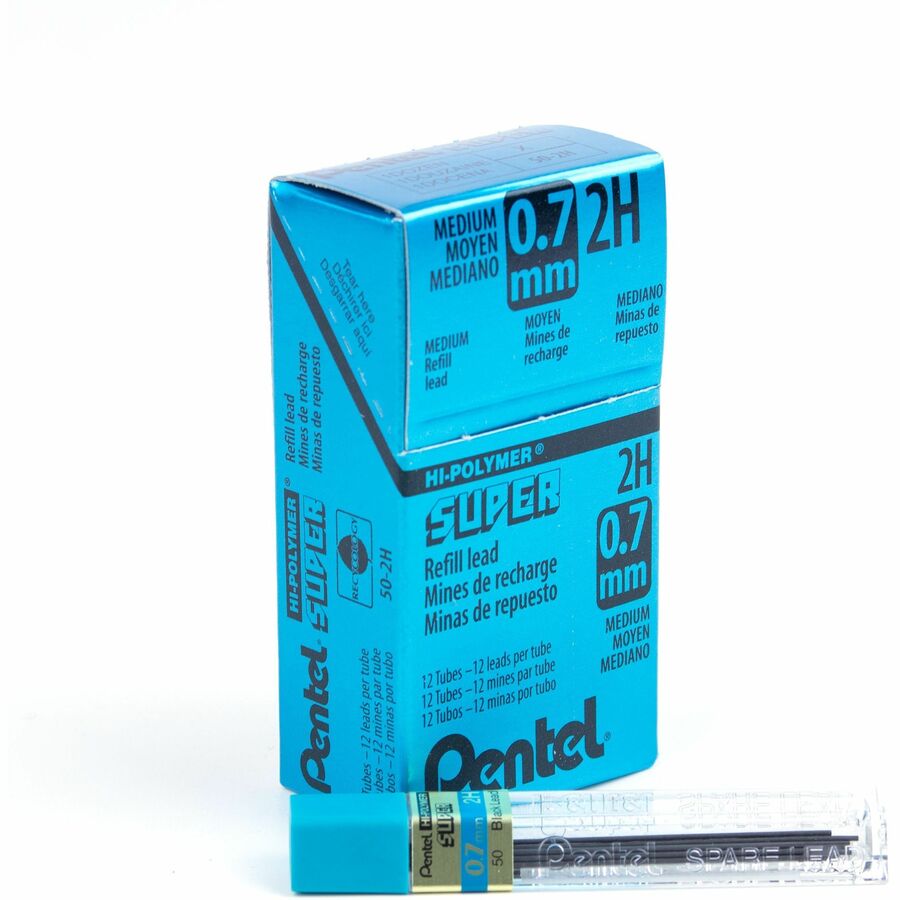 Pentel Super Hi-Polymer Lead Refill (0.7mm), 2H, 12 Leads per Tube