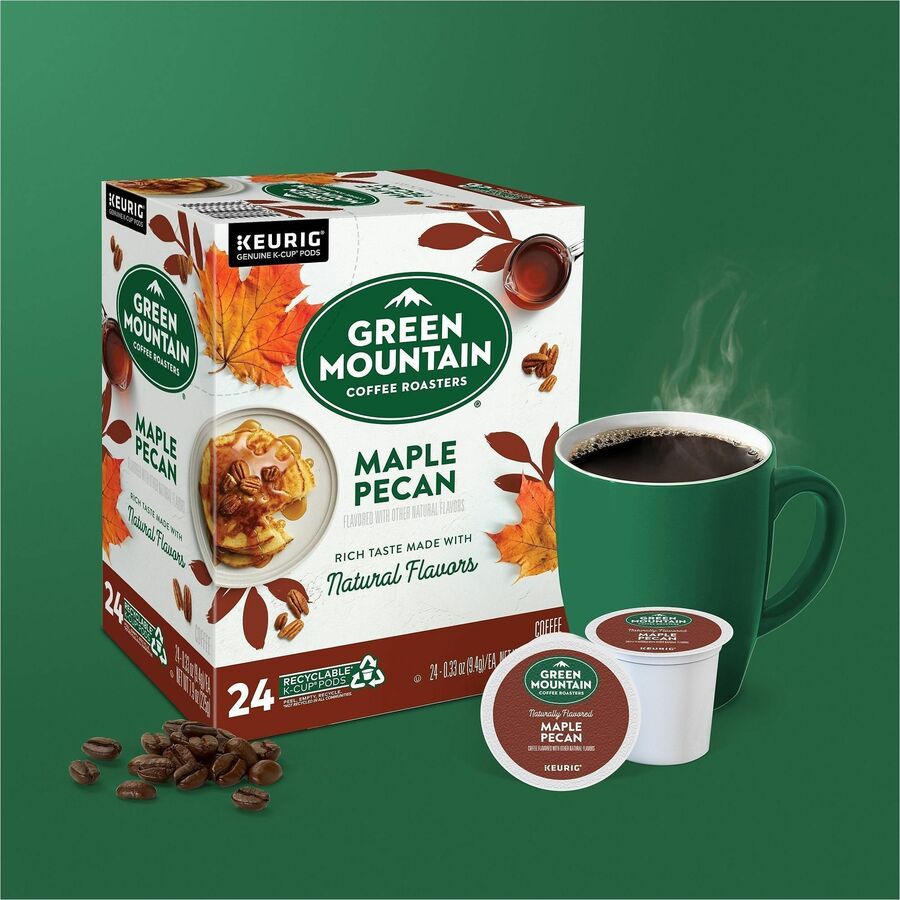 Green Mountain Coffee Roasters® K-Cup, Pod Maple Pecan Coffee - Compatible with Keurig K-Cup Brewer - Light - 24 K-Cup - K-Cup, Pod - Maple Pecan, Maple, Butter Pecan - Kosher - 4 / Carton