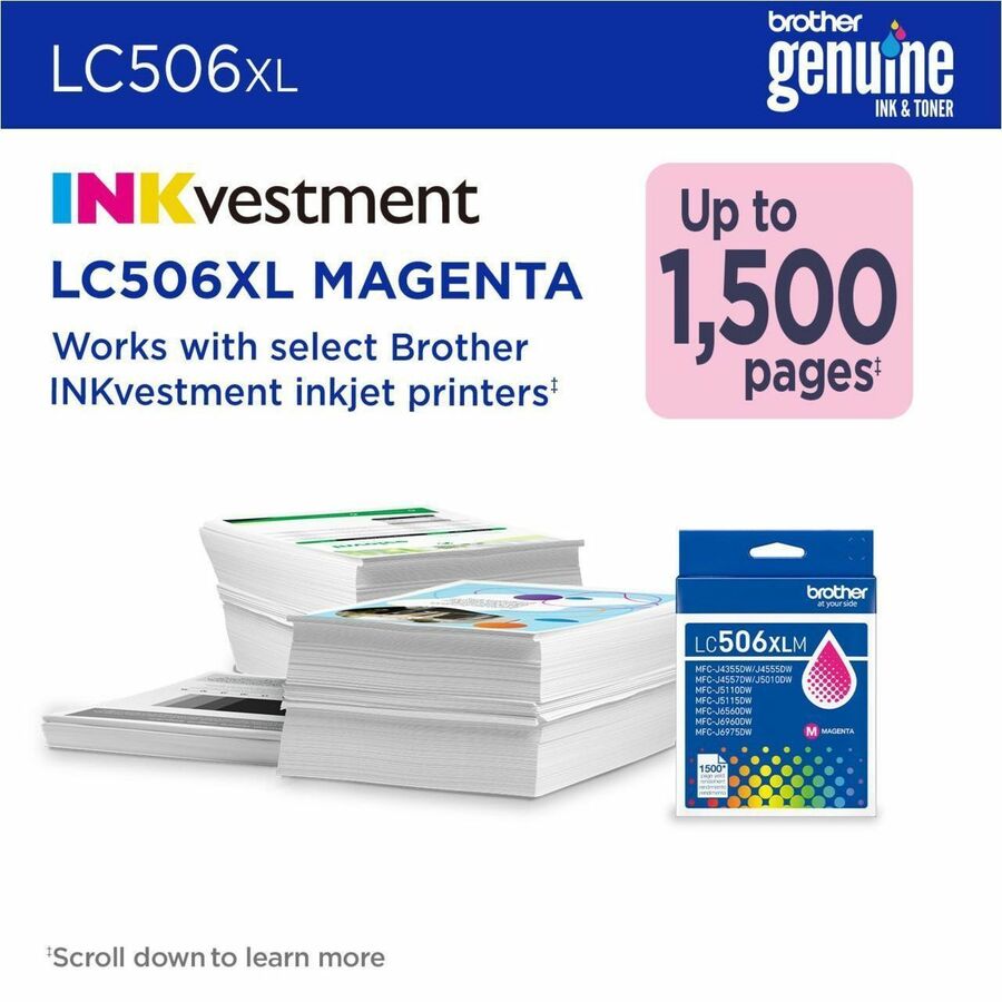 Image of Brother LC506XLMS Original High Yield Inkjet Ink Cartridge - Magenta - 1 Each - 1500 Pages