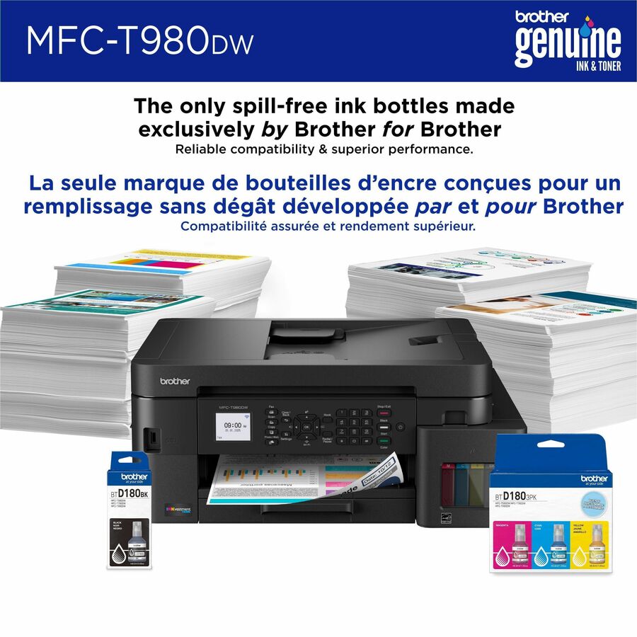 Brother MFC-T980DW Wired & Wireless INKvestment Tank Inkjet Multifunction Printer - Color