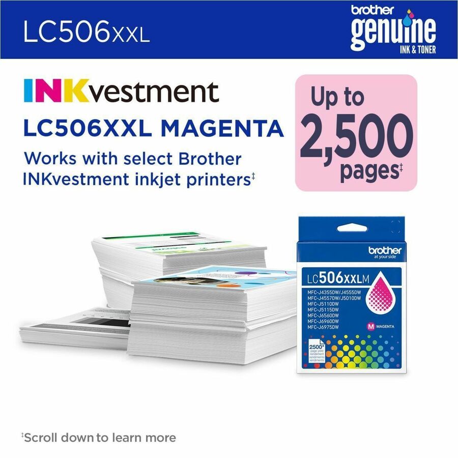 Image of Brother LC506XXLMS Original Super High Yield Inkjet Ink Cartridge - Magenta - 1 Each - 2500 Pages