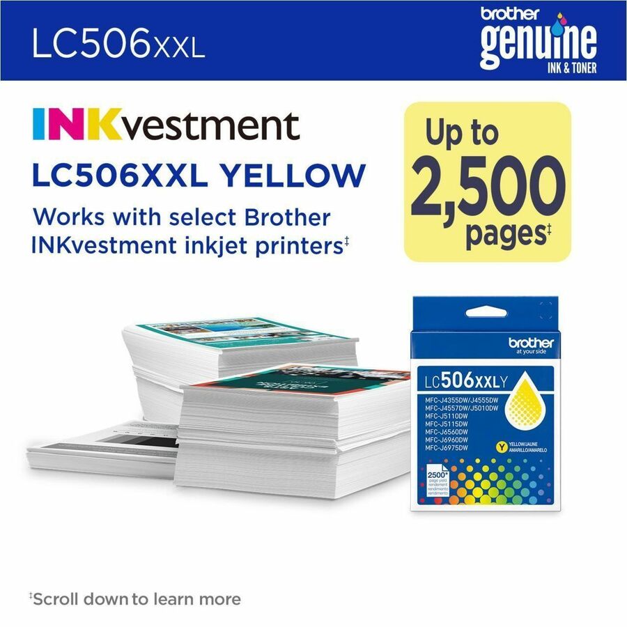 Brother LC506XXLY Original Super High Yield Inkjet Ink Cartridge - Yellow - 1 Each