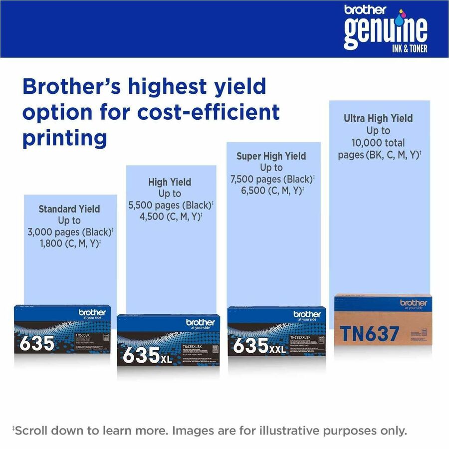 Brother TN637Y Original Ultra High Yield Laser Toner Cartridge - Yellow Pack - 10,000 pages