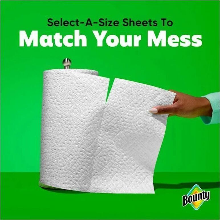 Bounty Select-A-Size Paper Towels - 2 Ply - 123 Sheets/Roll - Diamond Texture - White - Paper - 6 / Carton