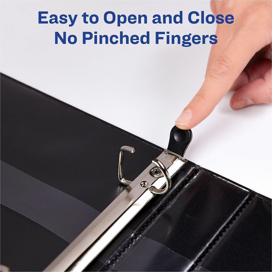 Avery® One Touch EZD Locking Ring View Binders - 1" Binder Capacity - Letter - 8 1/2" x 11" Sheet Size - 275 Sheet Capacity - 1 2/5" Spine Width - 1" Ring - Fastener: D-Ring - Pocket: 2, Internal - Metal, Chipboard, Vinyl - Navy Blue - Recycled - One 