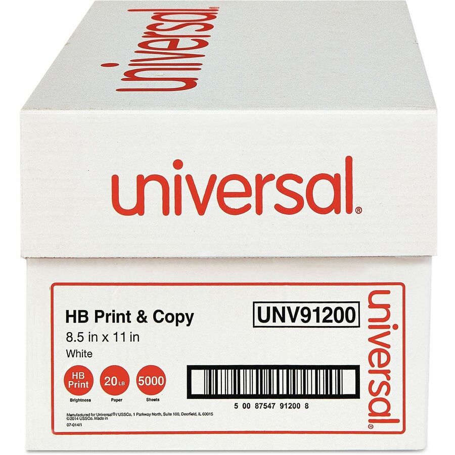 Image of Universal High-Bright Multi-Purpose Paper - Letter - 8 1/2" x 11" - 20 lb Basis Weight - Smooth - High Brightness, Printable - White - 500 Sheets per Ream - 10 Ream/Carton - 40 / Pallet