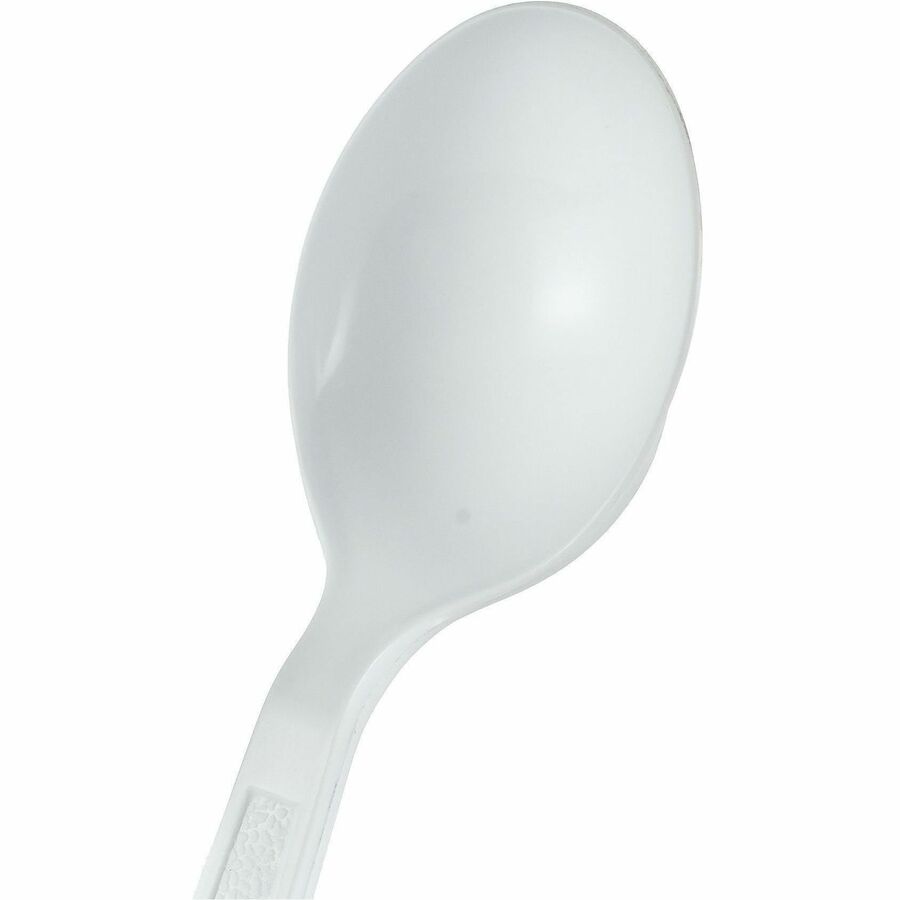 Genuine Joe Heavy-Weight Polypropylene Cutlery - Soup Spoon - Soup Spoon - Food, Cafeteria, Breakroom - Disposable - Polypropylene - White - 1 Carton