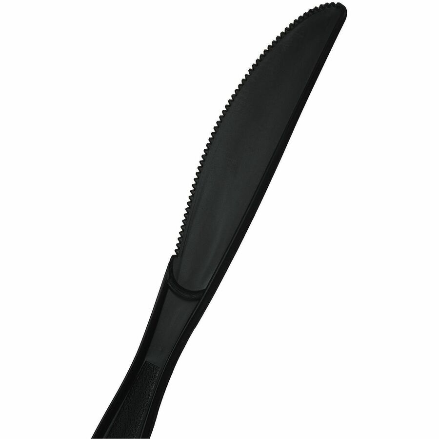Genuine Joe Heavy-Weight Polypropylene Cutlery - Knife - Knife - Food, Cafeteria - Disposable - Polypropylene - Black - 1 Carton
