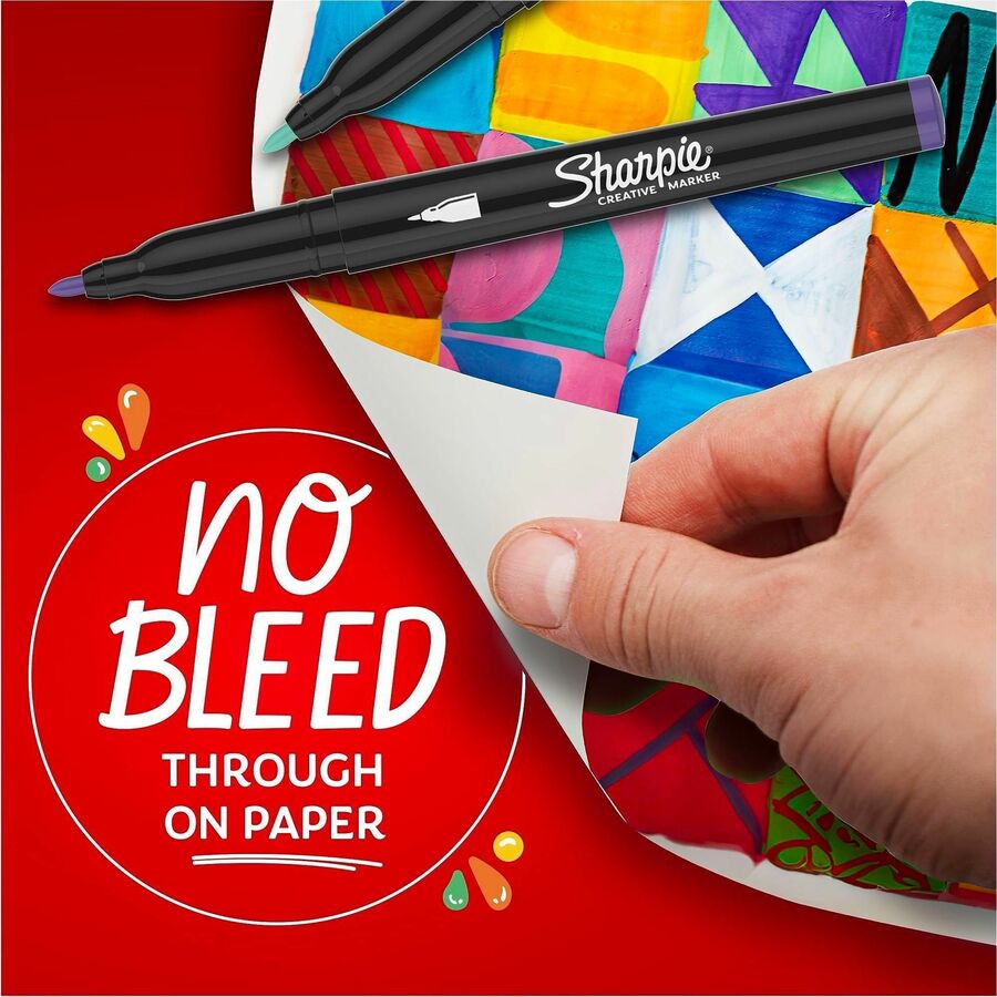 Sharpie Creative Markers - Fine Marker Point - Assorted Ink - Water Based, Acrylic Based - Glass, Art, Coloring - 2 / Pack