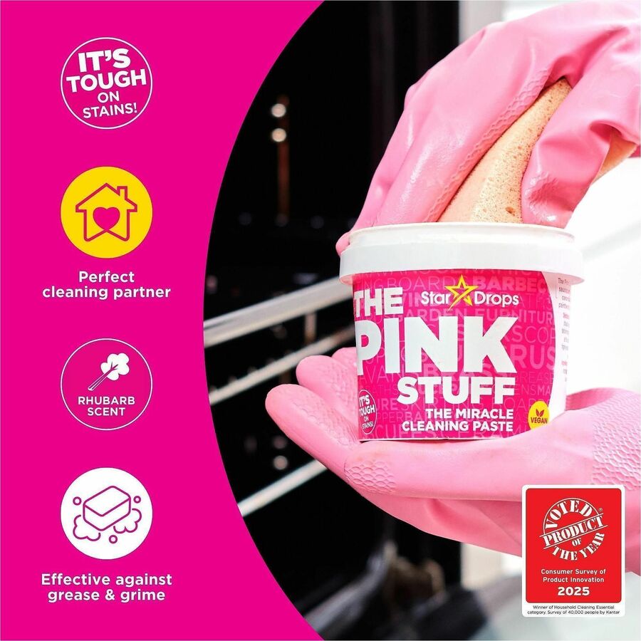 The Pink Stuff Miracle Cleaning Paste - For Multipurpose - Paste - 17.6 fl oz (0.6 quart) - Recommended For: Dirt Remover, Grime Remover, Stain Remover, Grease Remover - Cruelty-free, Versatile - Pink - 1 Each - Kennedy Office