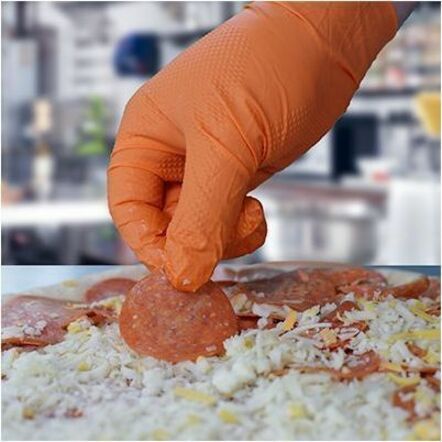 Picture of Ammex Xtreme Industrial Orange Powder-Free Nitrile Gloves