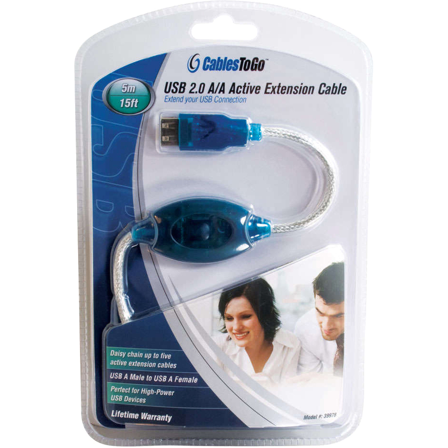 C2G 16.4ft USB Extension Cable - Active USB A to USB A Extension Cable - USB 2.0 - M/F
