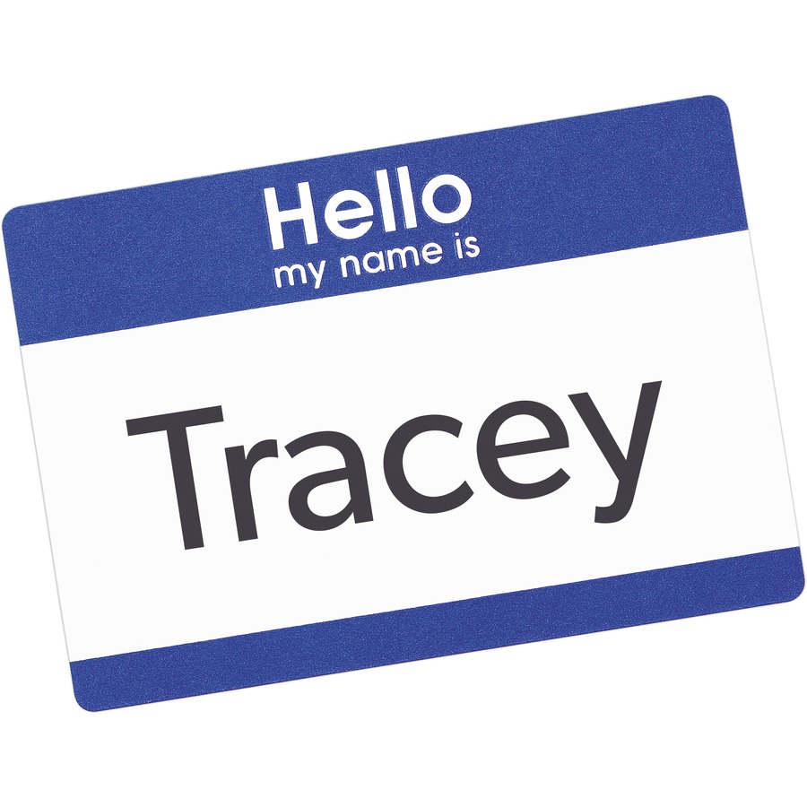 Avery® Border Print/Write Hello Name Badges - 2 11/32" Width x 3 3/8" Length - Removable Adhesive - Rectangle - Laser, Inkjet - White, Blue - Paper - 2 / Sheet - 50 Total Sheets - 100 Total Label(s) - 3