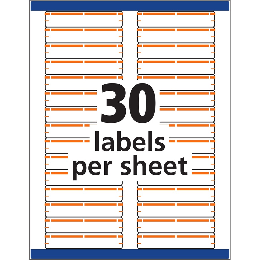 Avery® TrueBlock File Folder Labels - Permanent Adhesive - Rectangle - Laser, Inkjet - Orange - Paper - 30 / Sheet - 25 Total Sheets - 750 Total Label(s) - 750 / Pack