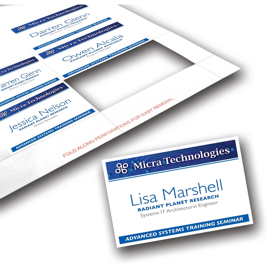 Avery® Laser/Inkjet Badge Insert Refills - Laser, Inkjet - White - Card Stock - 8 / Sheet - 400 Total Label(s) - 400 / Box