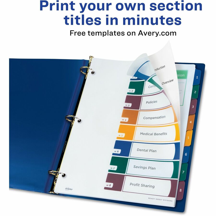 A-Z Tab Dividers for 3 Ring Binders Customizable Table of Contents 1 Set Classic - New Multicolor Tabs, 