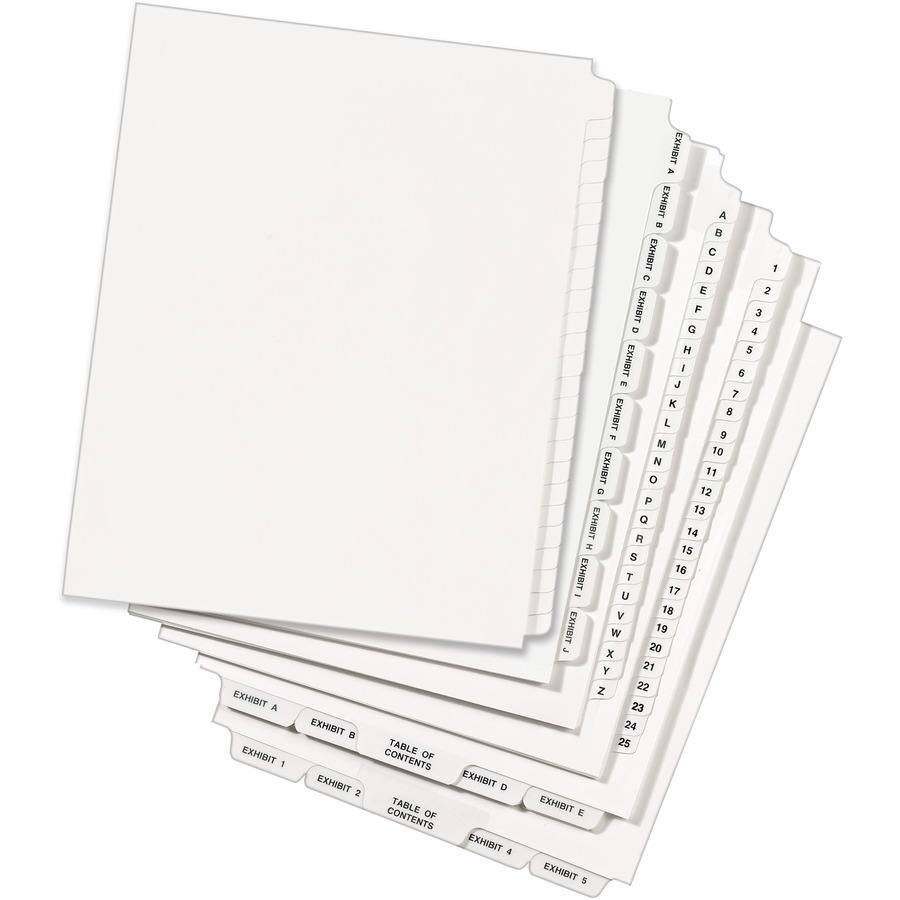 Avery® Standard Collated Legal Dividers - 1 x Divider(s) - Blank Side Tab(s) - 25 Tab(s)/Set - 8.5" Divider Width x 11" Divider Length - Letter - White Paper Divider - White Tab(s) - Recycled - 1
