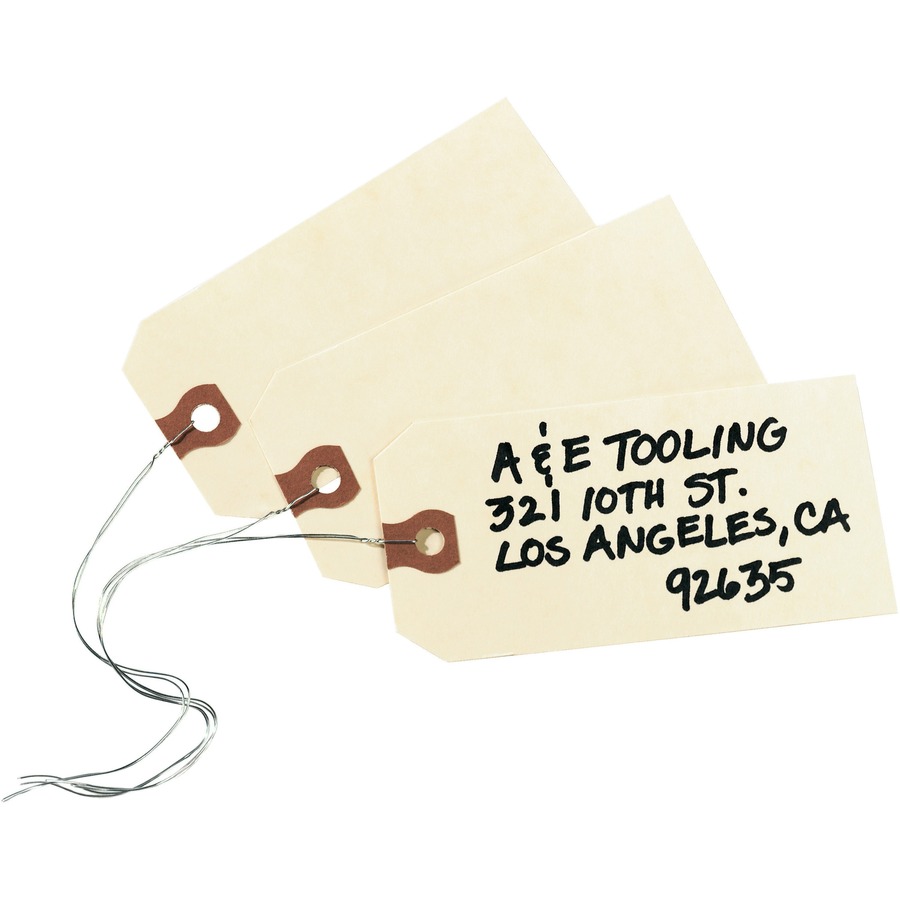 Avery® Shipping Tags - #26 - 2.75" Length x 1.37" Width - Rectangular - Wire Fastener - 1000 / Box - Card Stock, Pulp - Manila