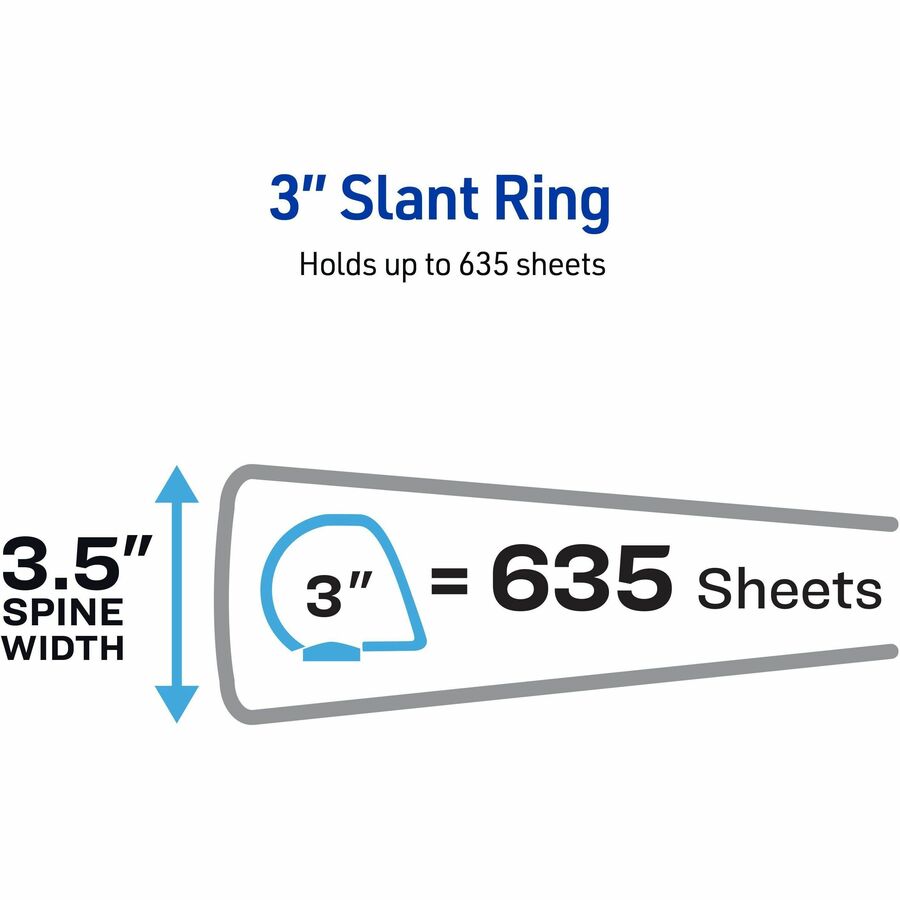 Avery® Durable View 3 Ring Binder, 3" Slant Rings, 1 Black Binder - 3" Binder Capacity - Letter - 8 1/2" x 11" Sheet Size - 635 Sheet Capacity - 3 x Slant Ring Fastener(s) - 2 Internal Pocket(s) - Polypropylene - Black - Recycled - Pocket, Durable, Te - Presentation / View Binders - AVE17041