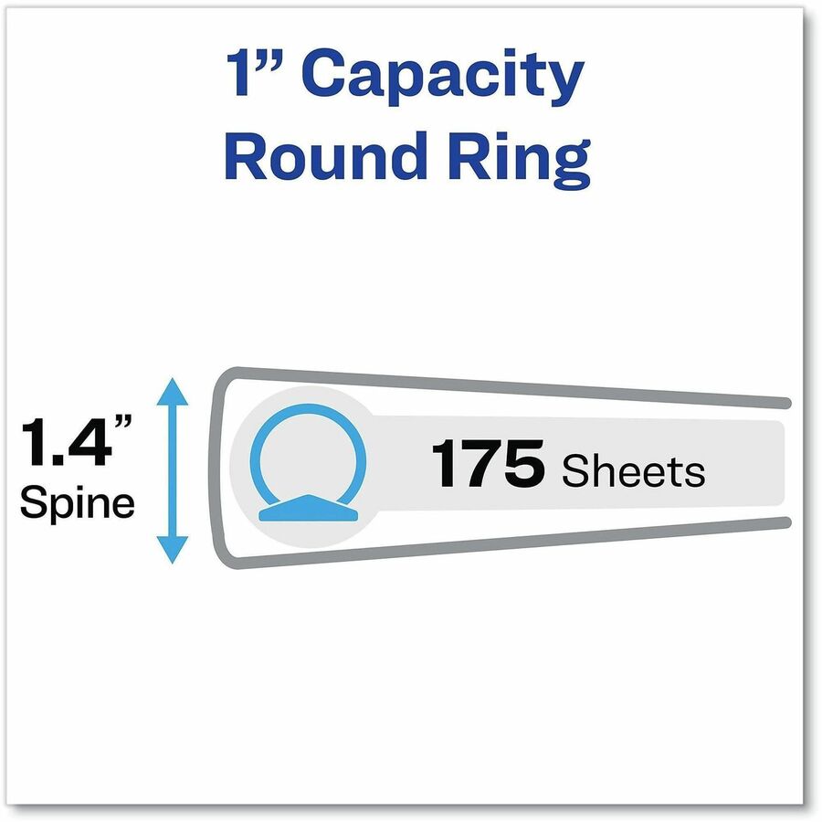 Picture of Avery&reg; Flexible View 3 Ring Binder, 1 Inch Round Rings, 1 Gray Binder (17676)