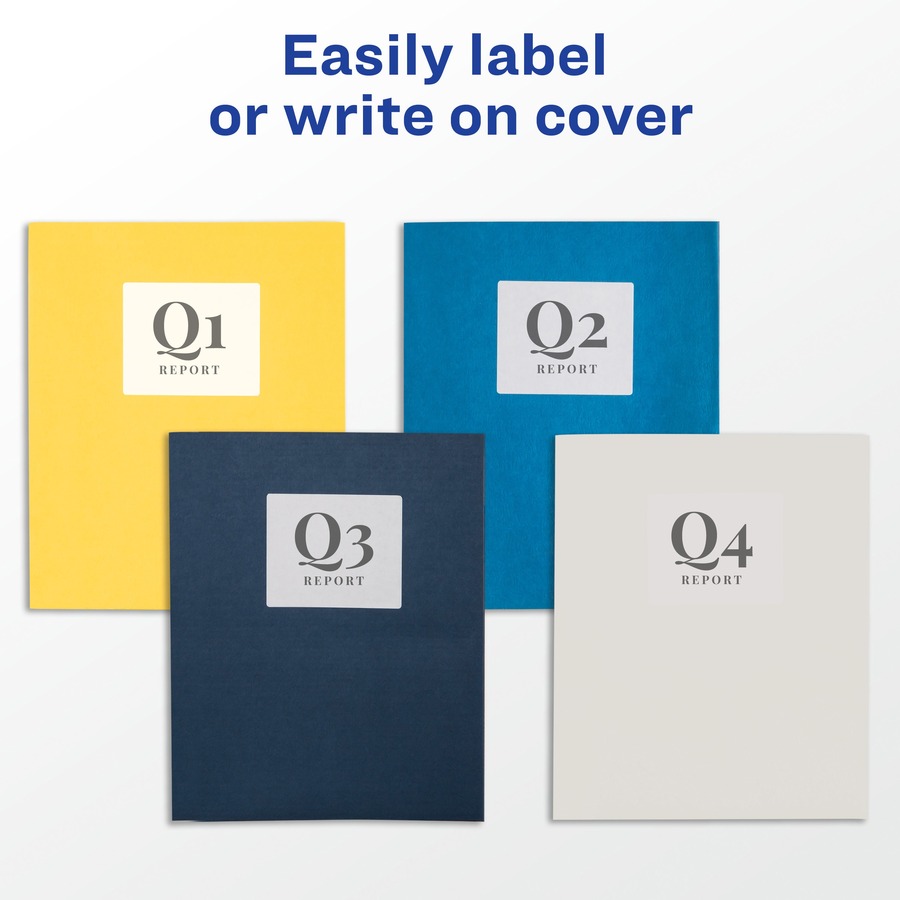 Avery® Letter Pocket Folder - 8 1/2" x 11" - 40 Sheet Capacity - 2 Internal Pocket(s) - Embossed Paper - Yellow - 25 / Box