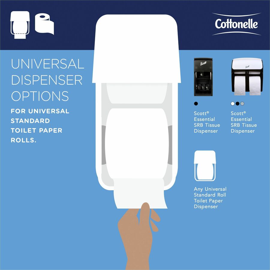 Cottonelle Standard Roll Bathroom Tissue - 2 Ply - 4" x 4" - 451 Sheets/Roll - White - Soft - For Washroom - 60 / Carton - Bathroom Tissues - KCC17713