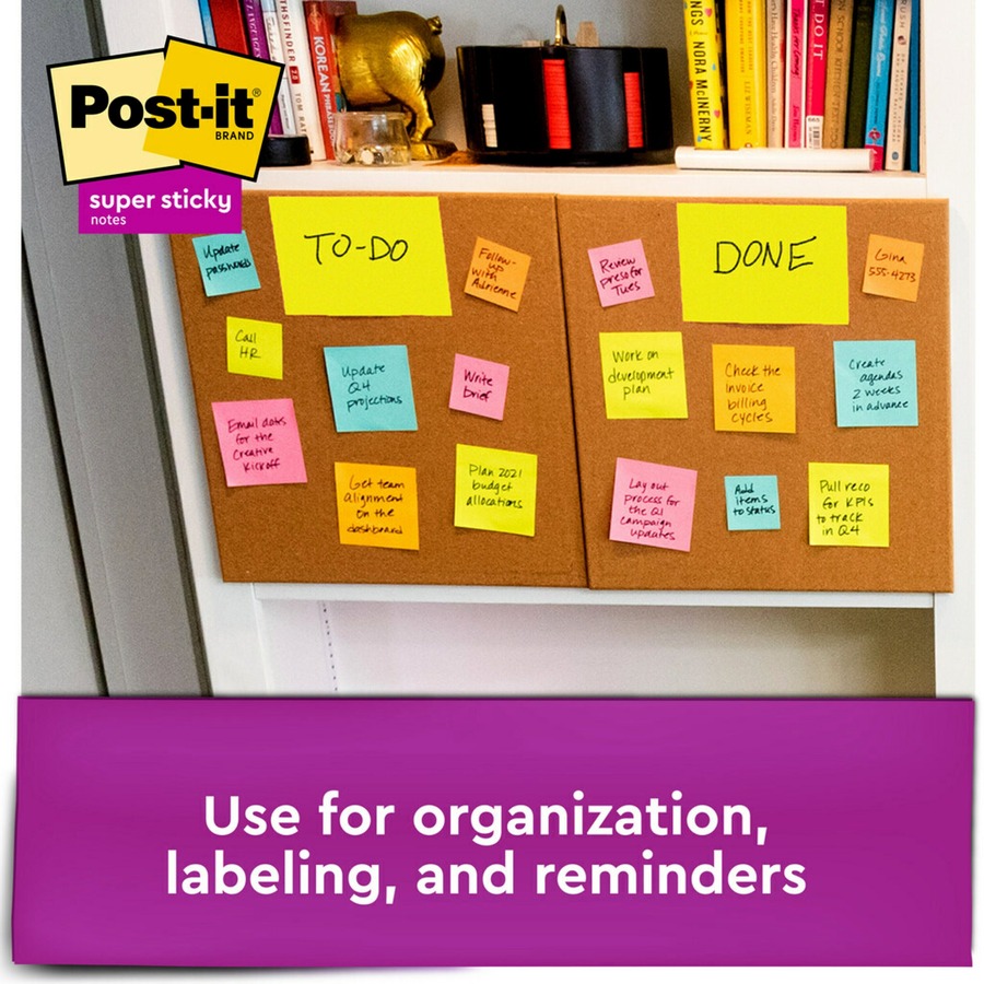 Post-it® Super Stick Notes - Energy Boost Color Collection - 360 - 6" x 4" - Rectangle - 45 Sheets per Pad - Unruled - Vital Orange, Limeade, Tropical Pink, Sunnyside - Paper - Self-adhesive - 8 / Pack