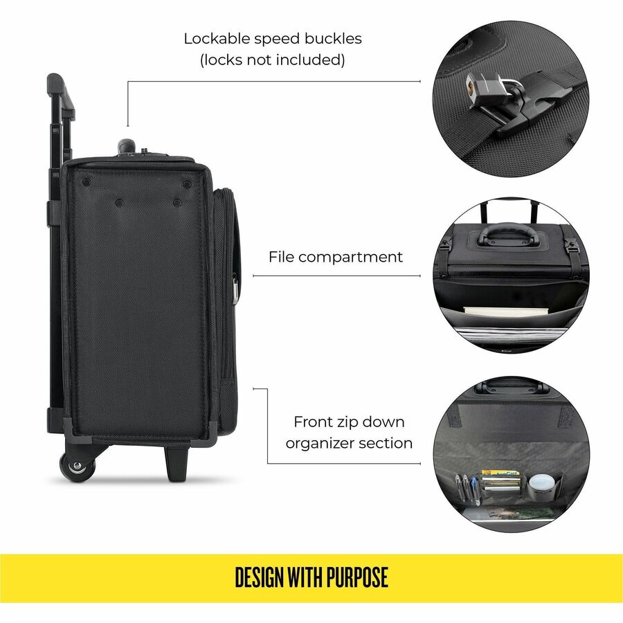 Solo Classic Carrying Case (Roller) for 15.4" to 17" Notebook - Black - Ballistic Poly, Polyester Body - Checkpoint Friendly - Handle - 13.5" Height x 17.5" Width x 7" Depth - 1 Each