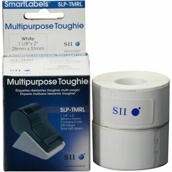 Seiko SmartLabel SLP-TMRL Toughie Multipurpose Label, 1-1/8 in x 2 in, White, 220 Labels/Roll, 2 Rolls/Box