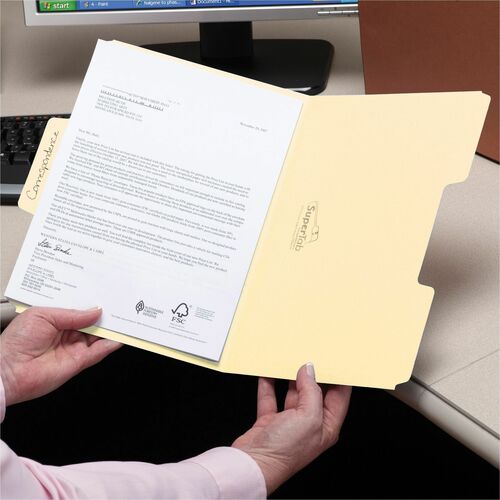 Smead SuperTab File Folders, 1/3 Cut Top Tab, Letter, Manila, 100