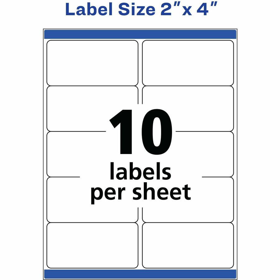 Avery® TrueBlock(R) Shipping Labels, Sure Feed(TM) Technology, Permanent Adhesive, 2" x 4" , 2,500 Labels (5963) - 2" Height x 4" Width - Permanent Adhesive - Rectangle - Laser, Inkjet - White - Paper - 10 / Sheet - 250 Total Sheets - 2500 Total Label - Mailing & Address Labels - AVE5963