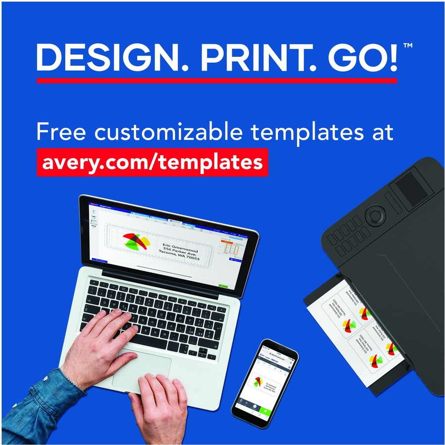 Avery® Printable Business Cards with SureFeed - 97 Brightness - 2" x 3 1/2" - 80 lb Basis Weight - 216 g/m² Grammage - Matte - 5 / Carton - Perforated, Smooth Edge, Recyclable, Biodegradable, Uncoated - White