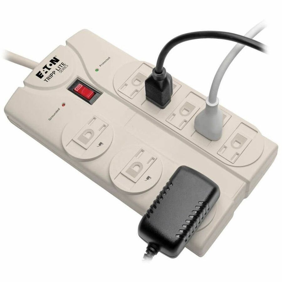Tripp Lite by Eaton Protect It! 8-Outlet Surge Protector, 8 ft. Cord with Right-Angle Plug, 1440 Joules, Diagnostic LEDs, Light Gray Housing - 8 x NEMA 5-15R - 1800 VA - 1440 J - 120 V AC Input - 120 V AC Output