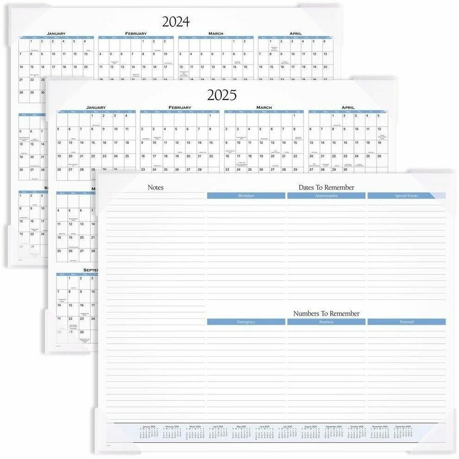 At-A-Glance Panoramic Landscape Desk Pad - Standard Size - Monthly - 12 Month - January 2024 - December 2024 - 1 Month Single Page Layout - 21 3/4" x 17" White Sheet - 2.25" x 2.13" Block - Desk Pad - Poly, Paper - Bleed Resistant Paper, Unruled Daily Blo