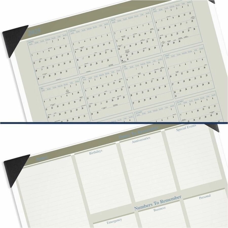 At-A-Glance Executive Desk Pad - Standard Size - Monthly - 12 Month - January 2024 - December 2024 - 1 Month Single Page Layout - 21 3/4" x 17" White Sheet - 2.31" x 2.56" Block - Desk Pad - Tan - Poly, Paper - Phone Directory, Reference Calendar, Ruled, 