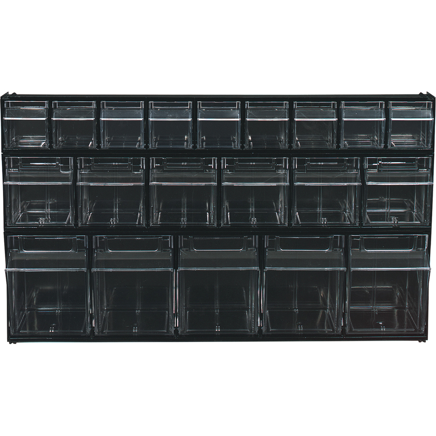 Deflecto Tilt Bin Interlocking Multi-Bin Storage Organizer - 5 Compartment(s) - 6.5" Height x 23.6" Width x 5.3" Depth - Interlockable - Black - Plastic - 1 Each = DEF20504OP