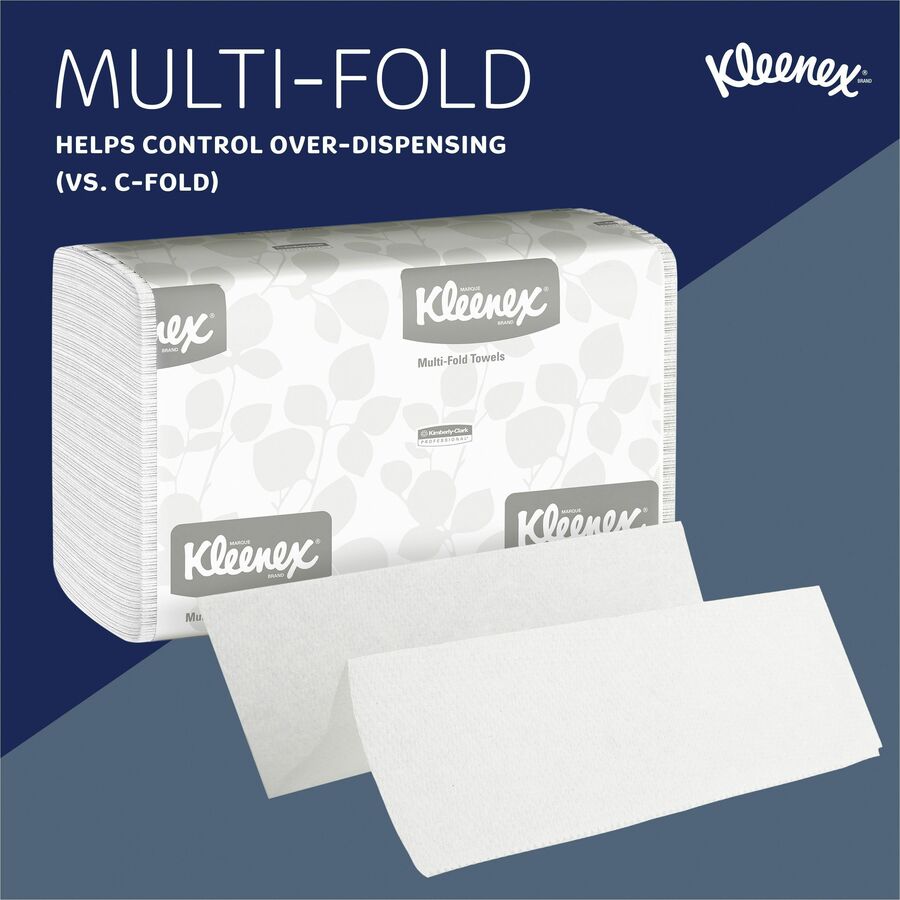 Kleenex Multi-Fold Towels - 1 Ply - 9.2" x 9.4" - White - Soft, Absorbent - 150 Per Pack - 1200 / Carton = KCC02046