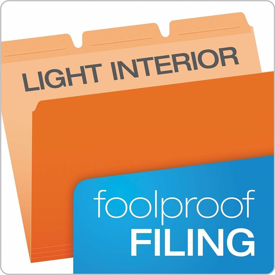 Pendaflex Ready-Tab 1/3 Tab Cut Letter Top Tab File Folder - 8 1/2" x 11" - Assorted Tab Position - Red, Orange, Yellow, Green, Blue - Reinforced Tab - 50 / Box