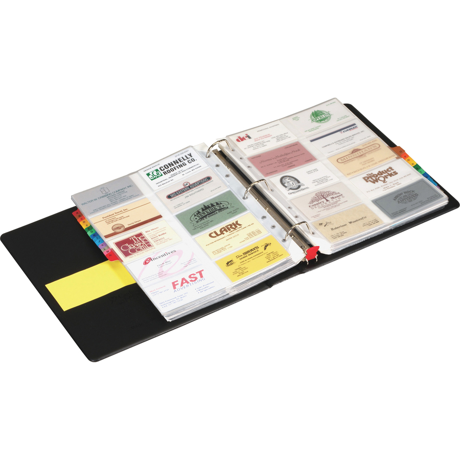 Cardinal EasyOpen Card File Binder - 400 Capacity - 8.50" Width x 11" Length - 3-ring Binding - Refillable - Black Vinyl Cover