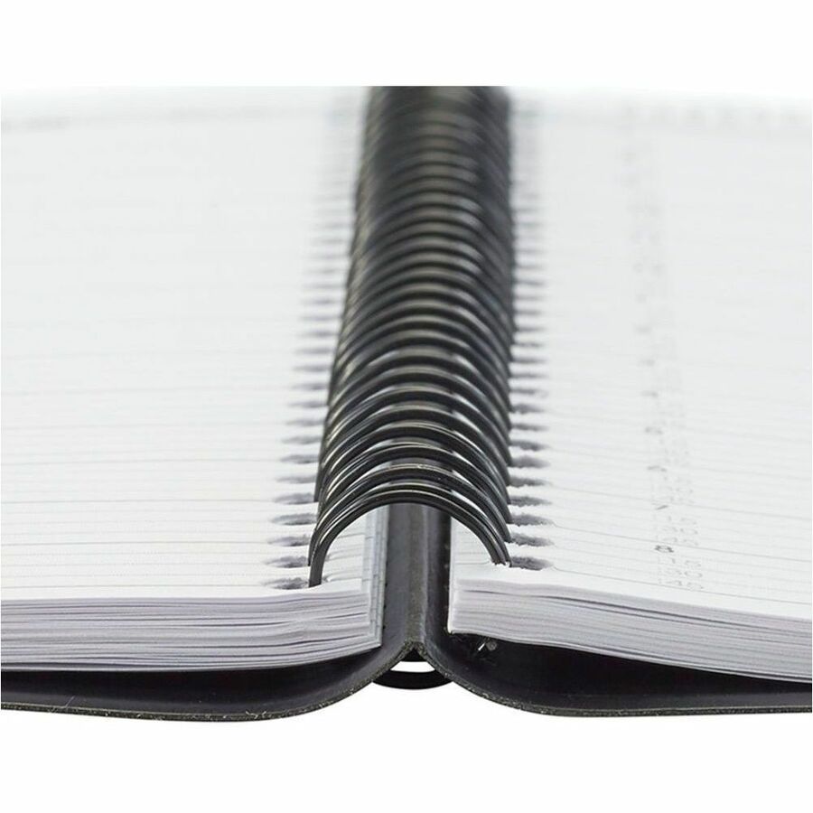 At-A-Glance Daily Appointment Book - Small Size - Julian Dates - Daily - January 2024 - December 2024 - 7:00 AM to 7:45 PM - Quarter-hourly - 1 Day Single Page Layout - 5" x 8" White Sheet - Wire Bound - Black - Faux Leather - Double Pocket - 1 Each