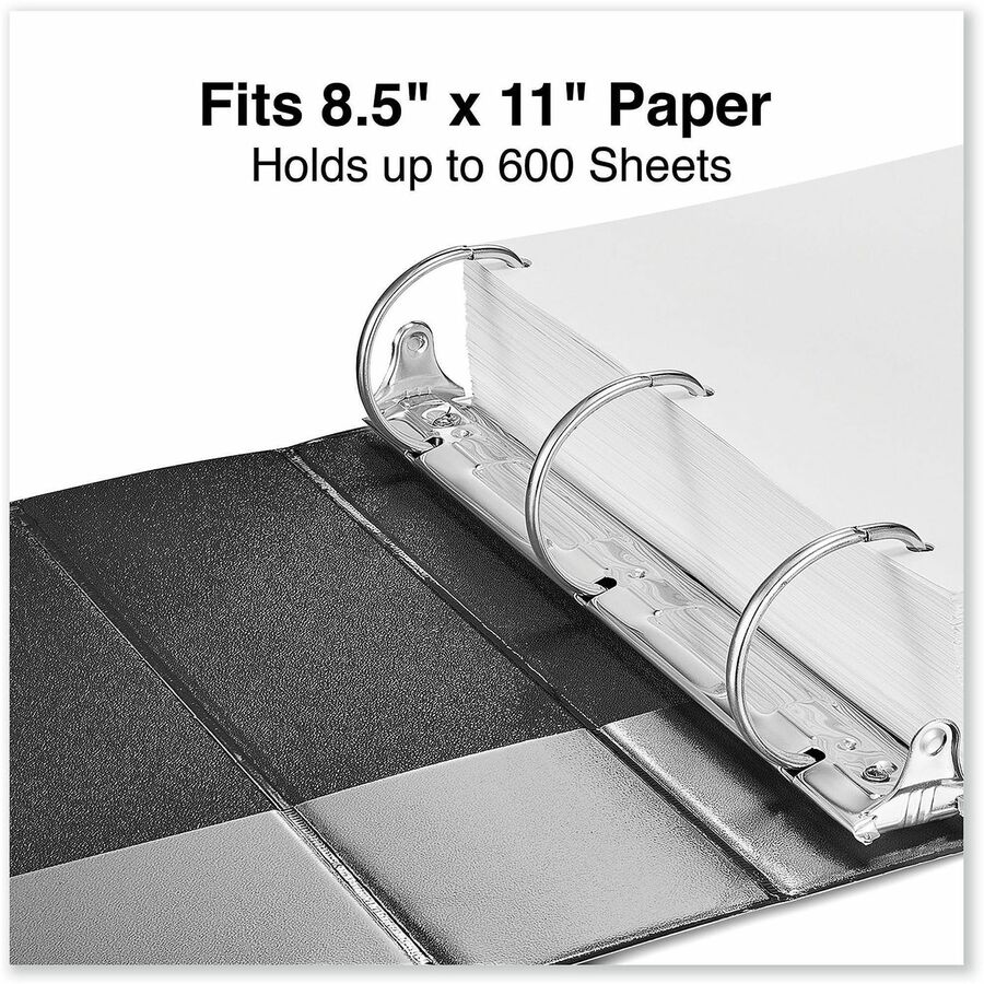 Universal Ring Binder - 3" Binder Capacity - Letter - 8 1/2" x 11" Sheet Size - 600 Sheet Capacity - 3 Ring(s) - Fastener(s): Ring - Pocket(s): 2, Inside Front & Back - Polypropylene - Black - Non-stick - 1 Each