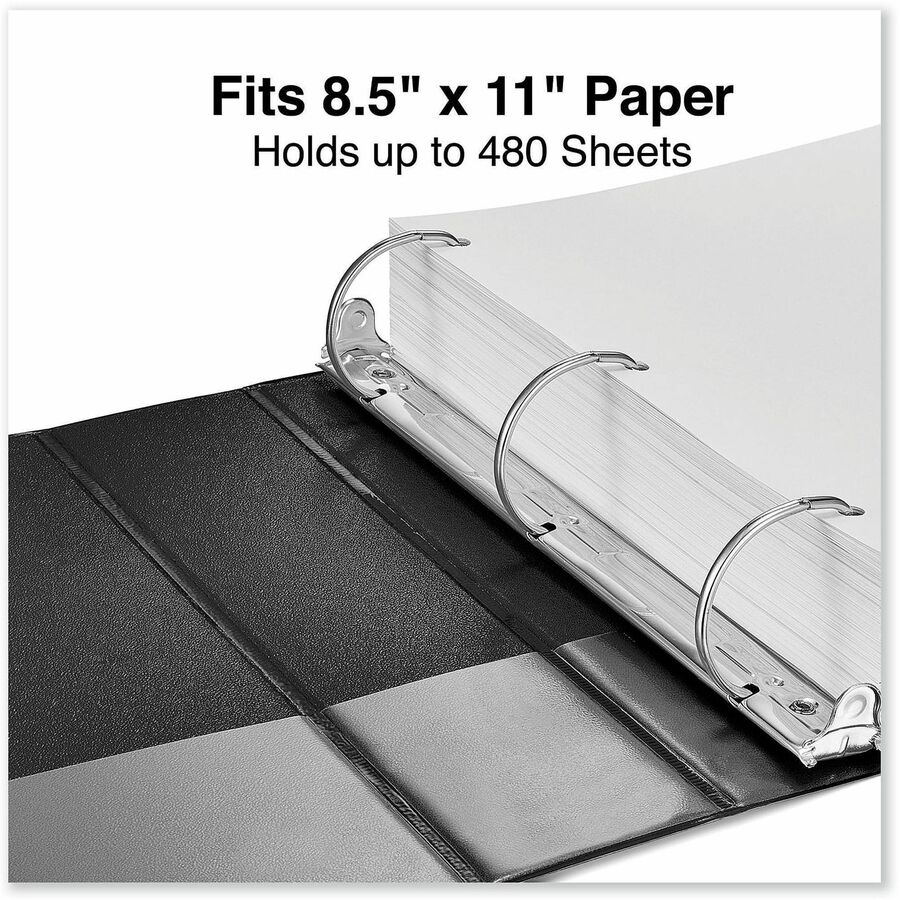 Universal Ring Binder - 2" Binder Capacity - Letter - 8 1/2" x 11" Sheet Size - 500 Sheet Capacity - 3 Ring(s) - Fastener(s): Ring - Pocket(s): 2, Inside Front & Back - Polypropylene - Black - Non-stick - 1 Each