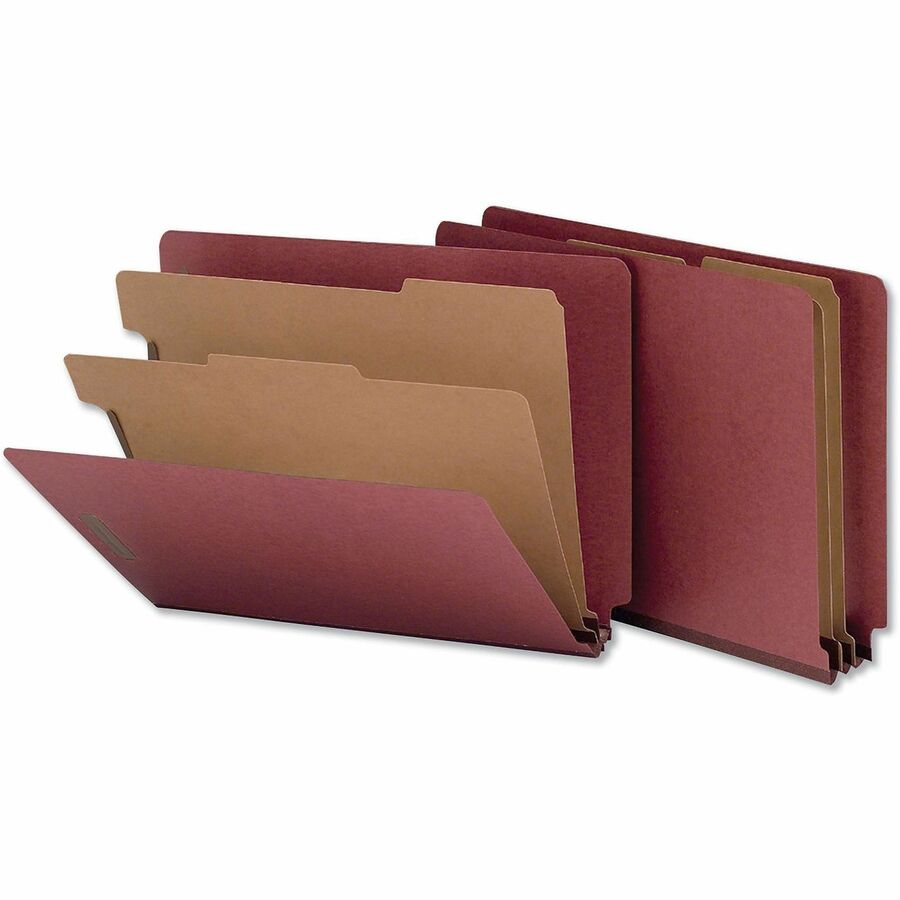 Universal Straight Tab Cut Letter Classification Folder - 2" Expansion - 6 Fastener(s) - 2" Fastener Capacity - End Tab Location - 2 Divider(s) - Red - 10 / Box